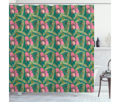 Banana Leaves Hibiscus Shower Curtain