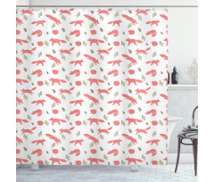 Pastel Forest Animals and Herbs Shower Curtain