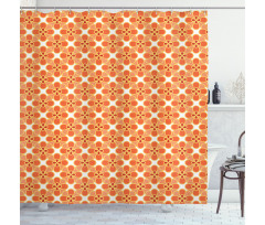 Orange Simple Blossom Motifs Shower Curtain
