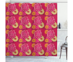 Big Blossoms Doodle Petals Shower Curtain