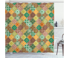 Traditional Vintage Tiles Shower Curtain