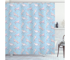Watercolor Fantasy Horses Shower Curtain