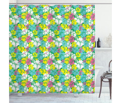 Grunge Summer Flowers Shower Curtain