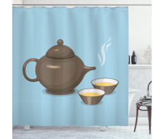 Tea Cups Beverage Drink Theme Shower Curtain