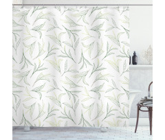 Freshly Picked Tea Leaf Sketch Shower Curtain