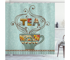 Cup Floral Ornamental Lines Shower Curtain