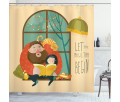 Father Daughter Reading Shower Curtain