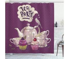 Antique Kitchen Design Bird Shower Curtain