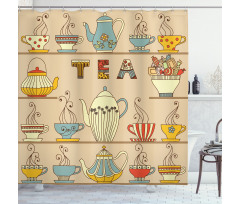 Colorful Retro Ornament Text Shower Curtain