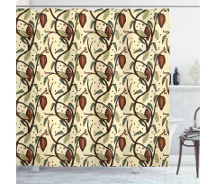 Fruits on Leafy Tree Branches Shower Curtain