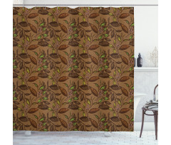 Cocoa Plants Growth Theme Shower Curtain