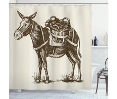 Vintage Animal with Baskets Shower Curtain