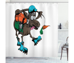 Funny Animal Chasing Carrot Shower Curtain