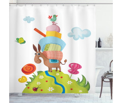 Goofy Donkey with Baggages Shower Curtain