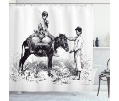 Water Carrier Vintage Sketch Shower Curtain