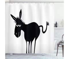 Black Fun Mascot Silhouette Shower Curtain