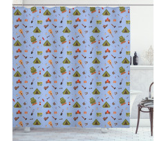 Camping Tent Guitar Shower Curtain