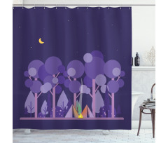 Night at Campsite Scene Shower Curtain