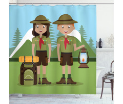 Woman and Men in Forest Shower Curtain