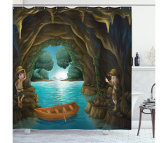 Young Explorers in a Cave Shower Curtain
