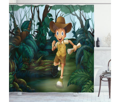 Kid Running in Woods Shower Curtain