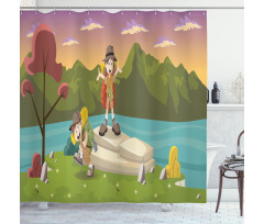 Best Friends Go Camping Shower Curtain