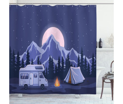 Family Adventure Camping Forest Shower Curtain