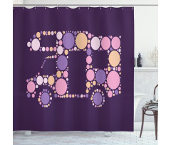 Pointillism Artwork Retro Van Shower Curtain