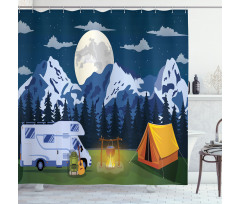 Camping in the Woods at Night Shower Curtain