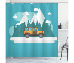 Journey in Snowy Winter Season Shower Curtain