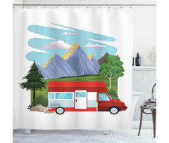 Caravan Forest Nature Scenery Shower Curtain