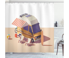 Camper Van Chairs and Surfboard Shower Curtain