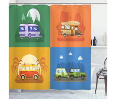 Touristic Camp Areas Colorful Shower Curtain