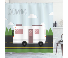 Go Camping Words with a Truck Shower Curtain