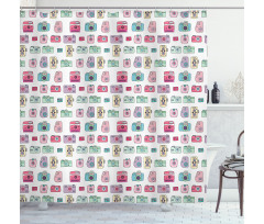 Retro Style Devices Shower Curtain