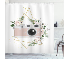 Machine with Flowers Leaf Shower Curtain