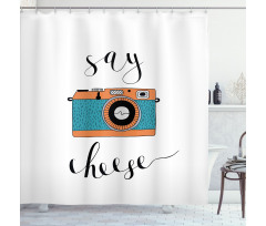 Say Cheese Lettering Photo Shower Curtain