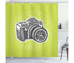 Sketch Style Camera Design Shower Curtain