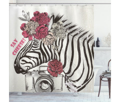 Zebra Head Say Cheese Words Shower Curtain