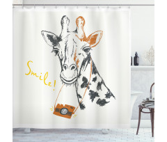 Smile Words with Giraffe Shower Curtain