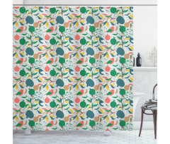 Blossoming Stalks and Birds Shower Curtain