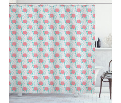 Vintage Flowers with Leaves Shower Curtain