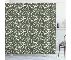Flowers and Swirled Leaves Shower Curtain