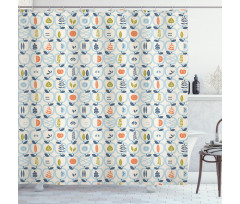 Doodle Style Fruit Halves Shower Curtain