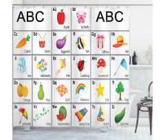 Squares with Letters Kids Shower Curtain