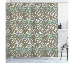 Hand-drawn Style Swirl Ropes Shower Curtain