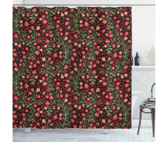 Flowering Curvy Branches Shower Curtain