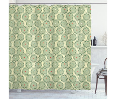 Leafy Circles with Flowers Shower Curtain