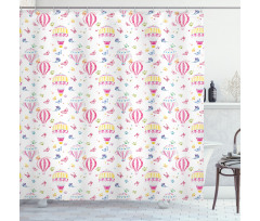 Watercolor Hot Air Balloons Shower Curtain