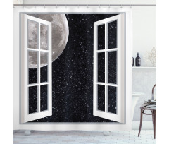 Window to the Space Shower Curtain